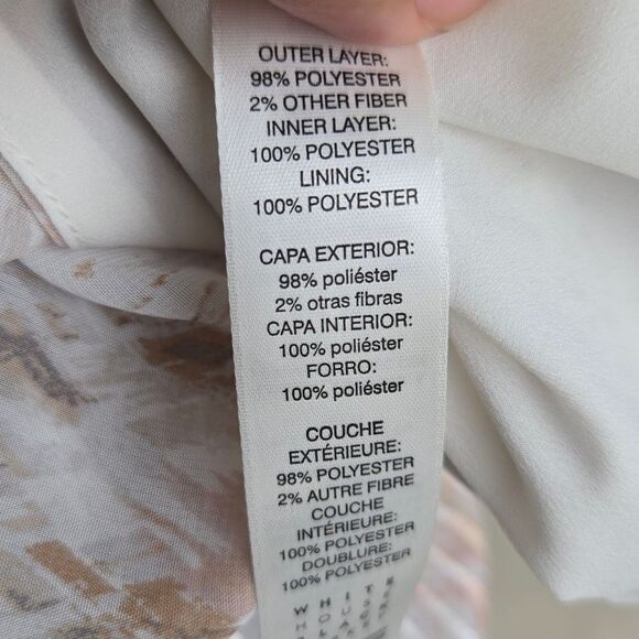 White House Black Market Long Sleeve Geo Boho Dress White Brown Sz 8 Shimmery - Picture 9 of 10